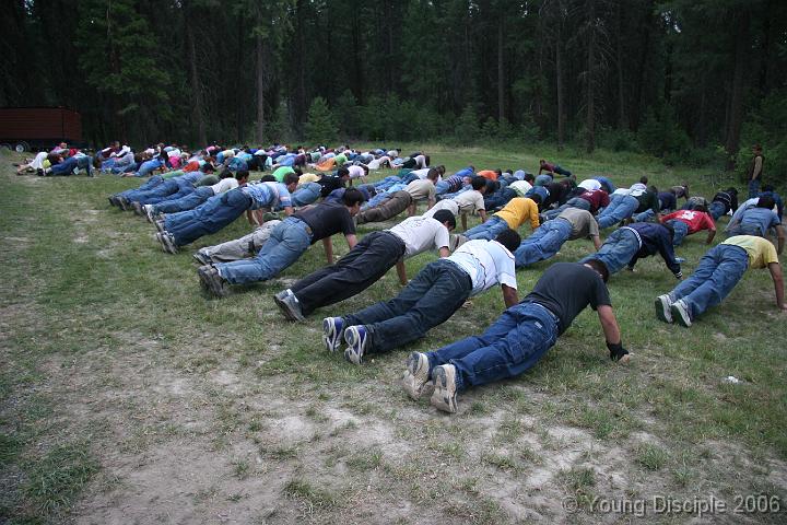 15 The push-ups are the favorite exercise of most campers. 1, 2, 3, 4!