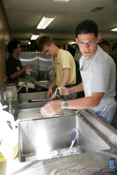 19 Each unit takes turns to wash the dishes after every meal - even the guys.