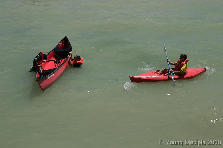 29 The canoeing class learned new strokes & tips for canoeing. Looks like this canoe was dumped!
