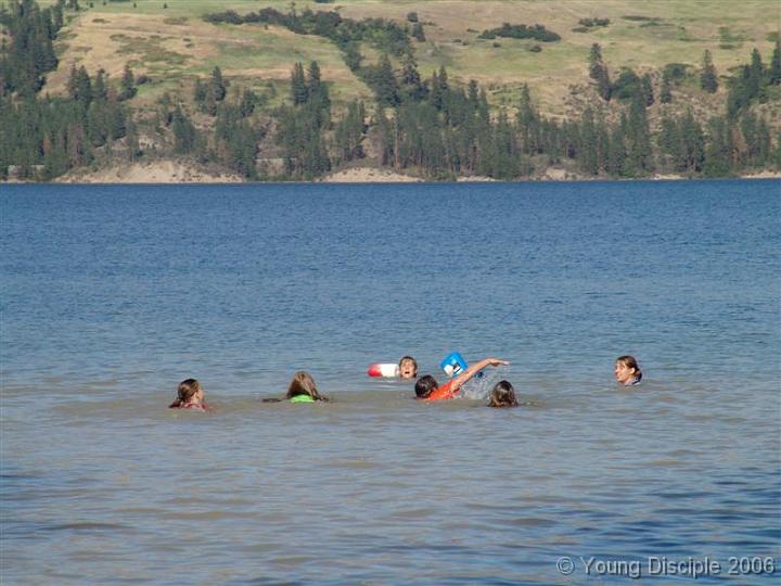 50 Swimming in the lake feels good after a busy, hot day.