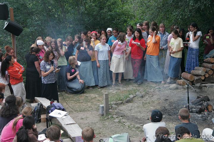 56 During the week, campers work on memorizing a chapter of the Bible. At campfire, Mrs. Evert goes over the text and calls on some people to recite what they have learned so far. You never know when you'll be called up, so better be prepared!