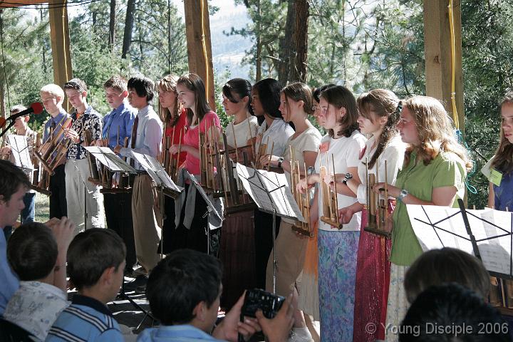 67 The Angklung Choir performs the music that they have been working on all week. The Angklung is a bamboo instrument from Indonesia.