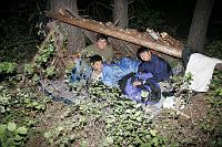 42 The highlight for the Wilderness Survival class was when they got to sleep outside in the shelters they had built.