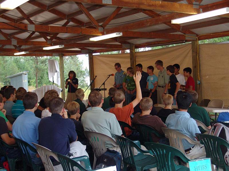DSC08552.JPG - At orientation, the campers learn more about the camp guidelines in a fun way.